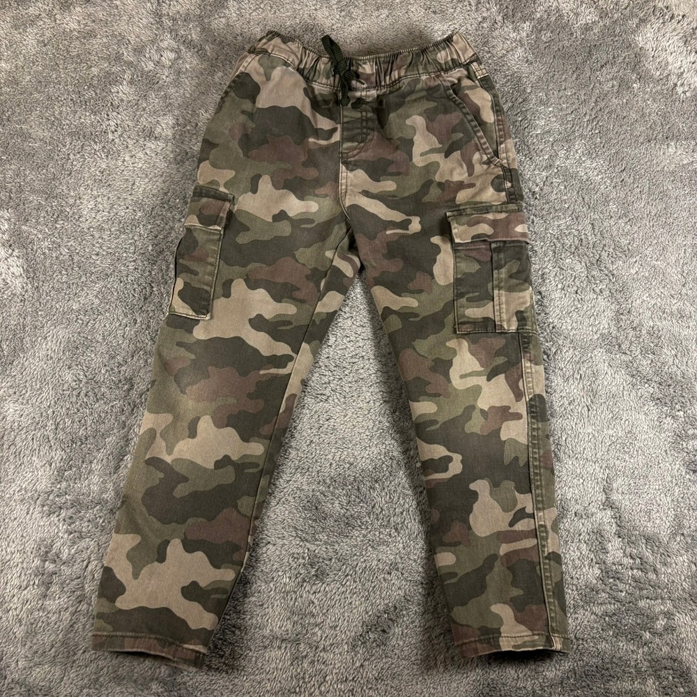 Cat & Jack Boys Camo Cargo Pants Tapered Fit Green Brown Size 6